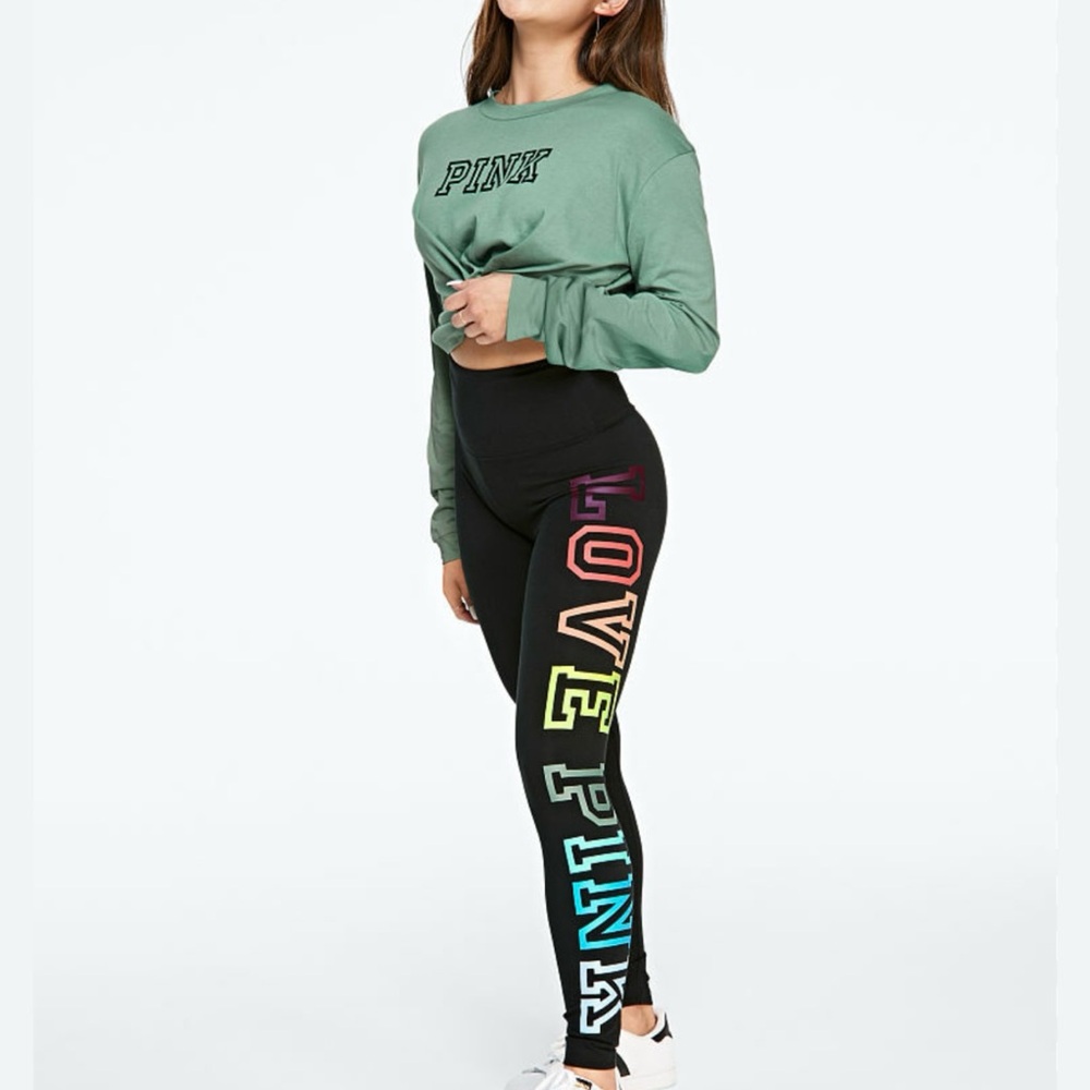 VS PINK rainbow logo leggings